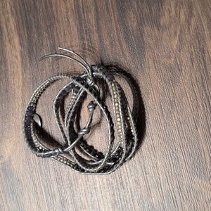 Chan Luu Black and Silver Beaded Wrap Bracelet